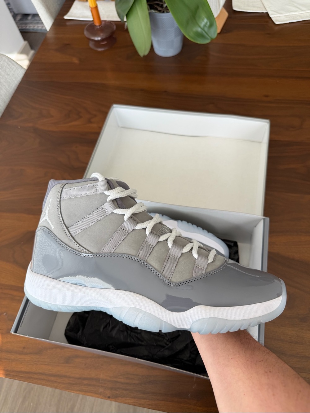 Jordan 11 Cool Grey and White Retro High-Top Sneakers - Picture 3 of 4